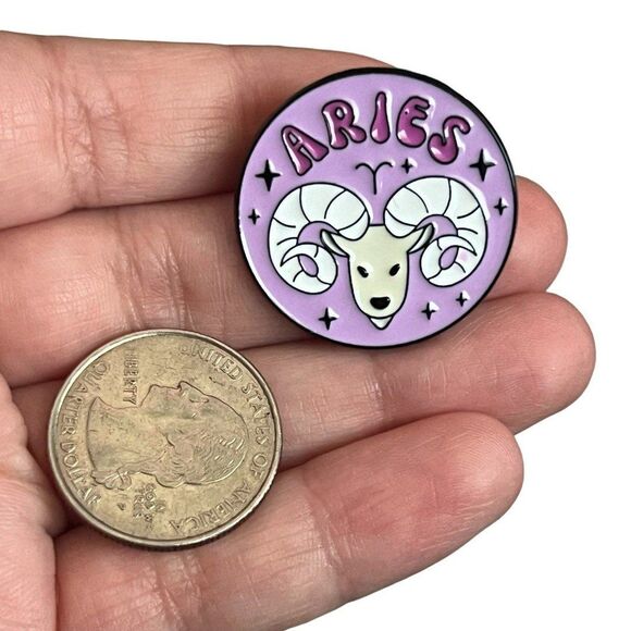Aries Astrology Horoscope Symbol Enamel Pin - Picture 5 of 9